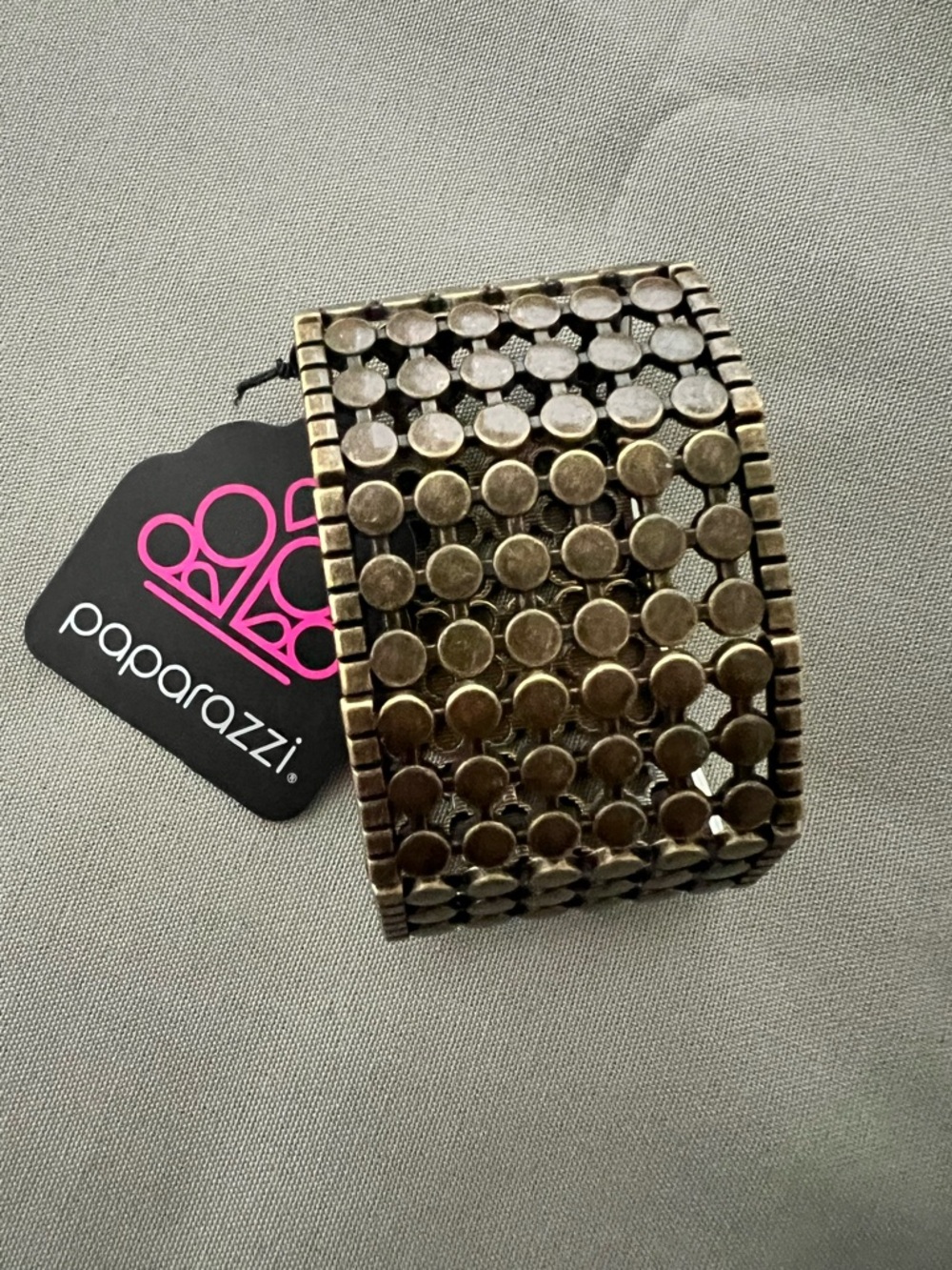 Paparazzi Cool and Connected Brass Dot-Pattern Stretch Bracelet